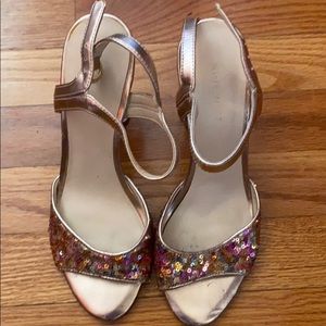 Nine West rose gold and glitter clear pink heels
